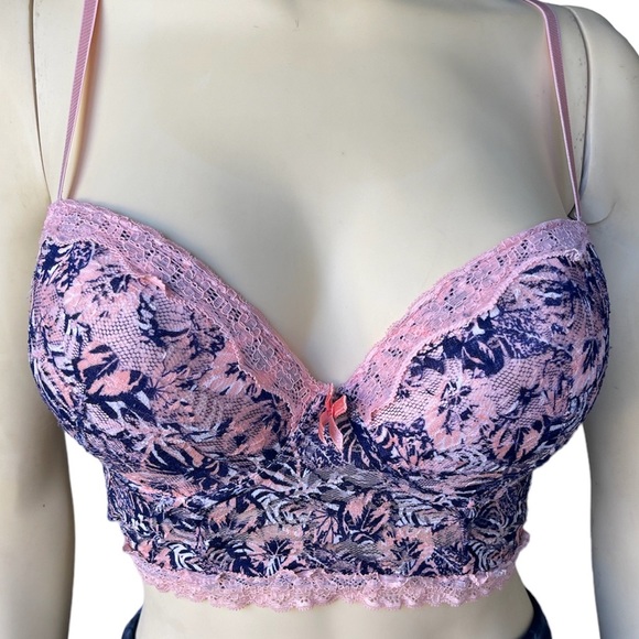 Body Frosting Blue and Pink Floral Bra - Picture 1 of 9